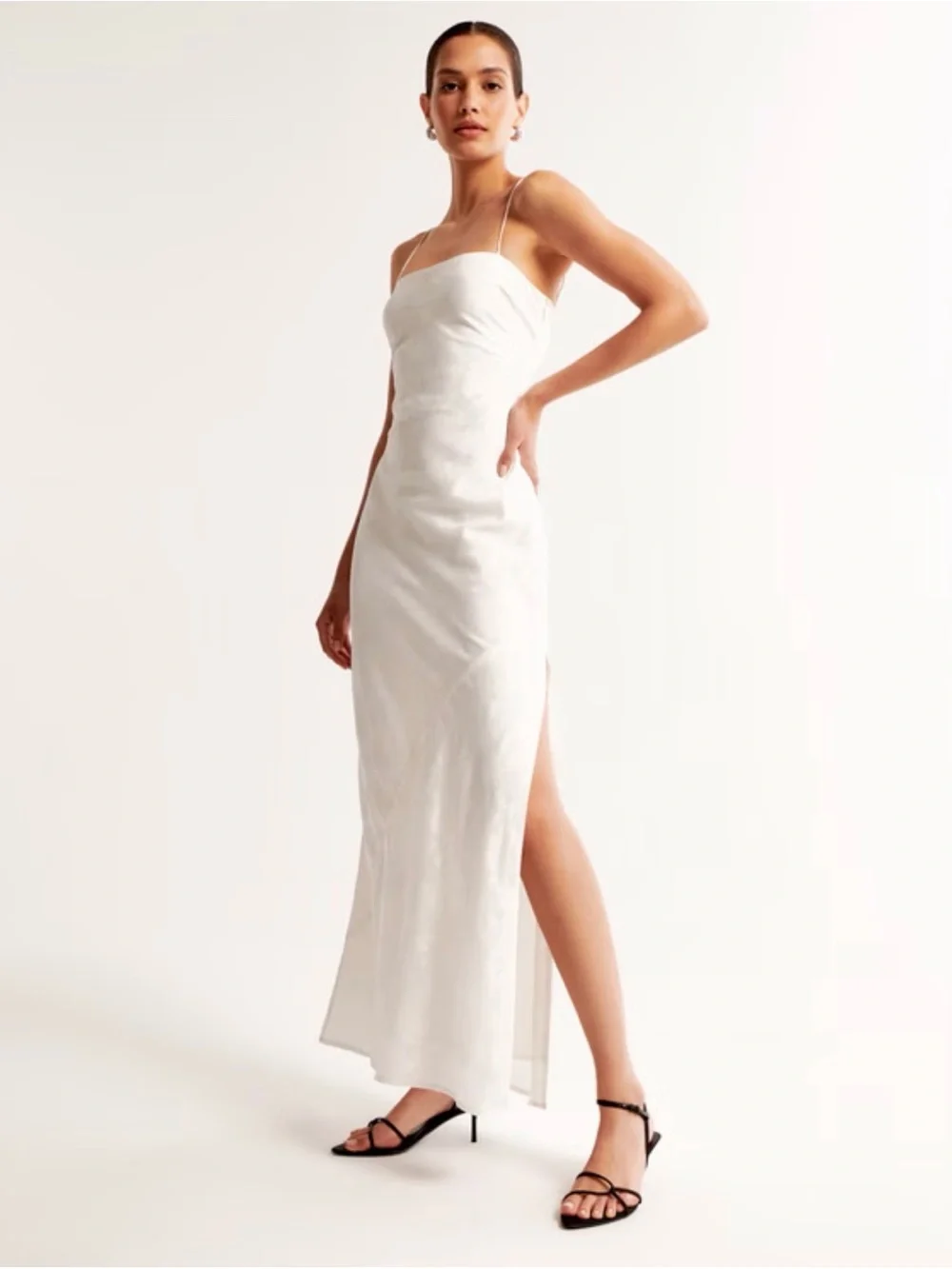 Elegant White Slip Maxi Dress with Side Slit